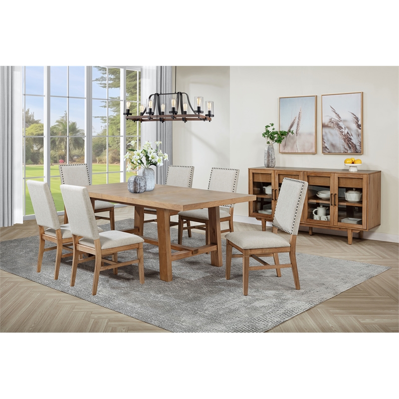 Pemberly Row 7-Piece 76-Inch Extension Leaf Dining Set in Brown and Beige