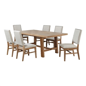 Pemberly Row 7-Piece 76-Inch Extension Leaf Dining Set in Brown and Beige