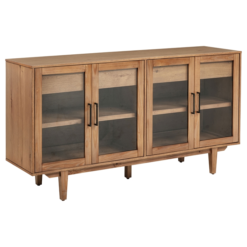 Pemberly Row 10-Piece Extension Leaf Dining Set in Natural Brown
