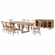 Pemberly Row 10-Piece Extension Leaf Dining Set in Natural Brown