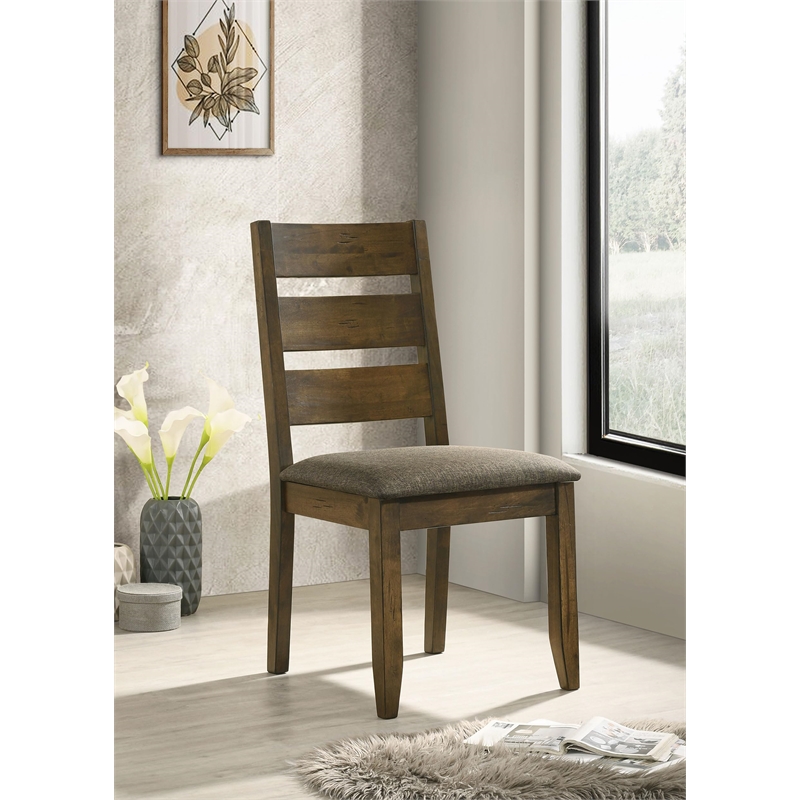 Pemberly Row Set of 2 Wood Dining Side Chairs in Knotty Nutmeg