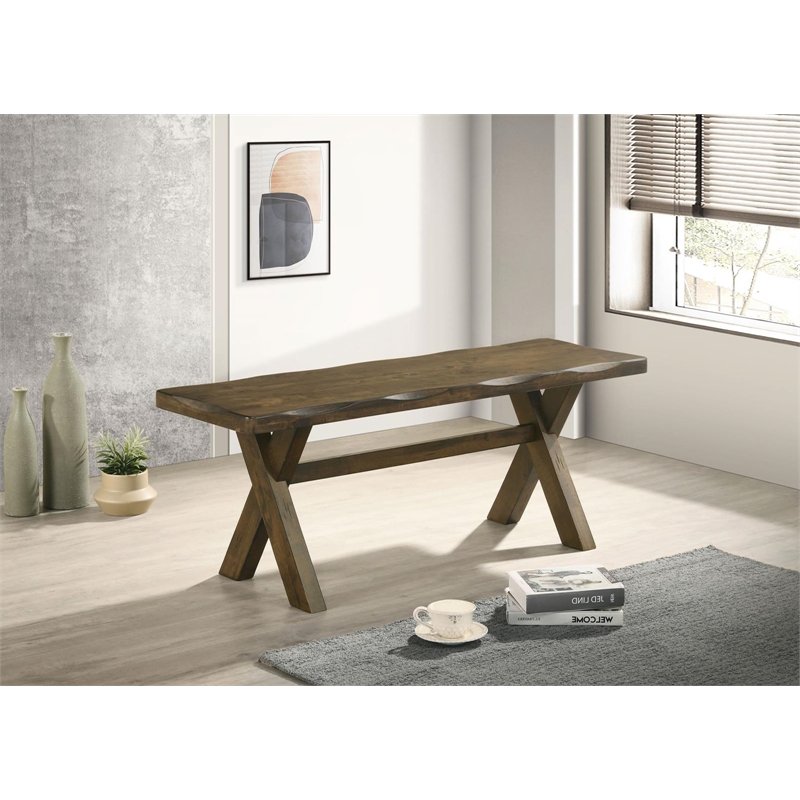 Pemberly Row 47-Inch Solid Wood Dining Bench in Knotty Nutmeg