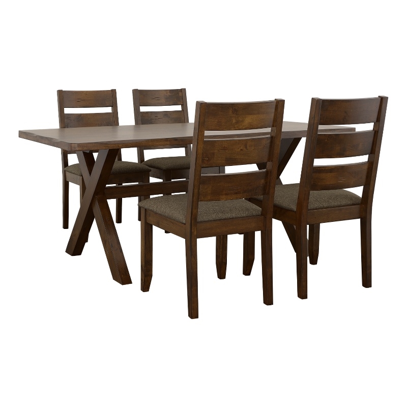 Pemberly Row 5-Piece Rectangular Dining Table Set in Knotty Nutmeg