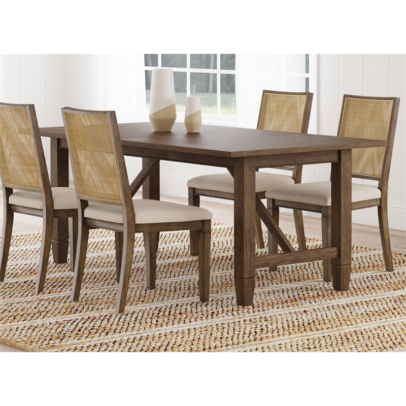 Pemberly Row Rectangular 94-inch Wood Dining Table in Light Brown