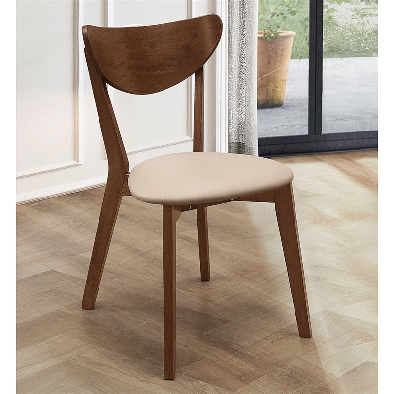 Pemberly Row Upholstered Wood Dining Side Chair Set of 2 in Chestnut