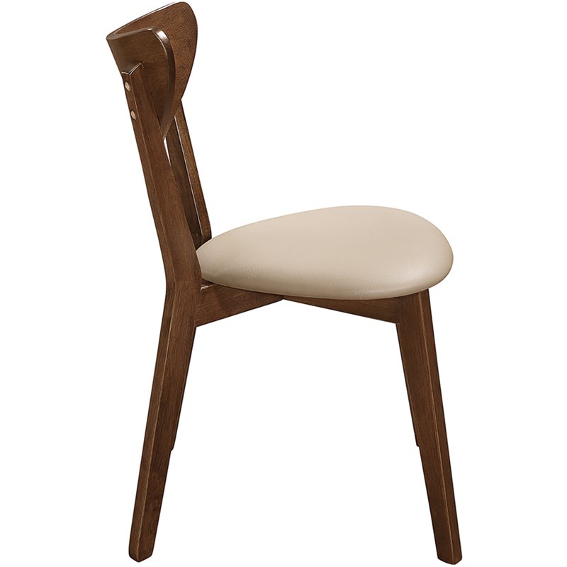 Pemberly Row Upholstered Wood Dining Side Chair Set of 2 in Chestnut