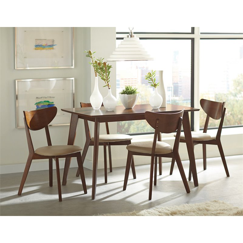Pemberly Row Upholstered Wood Dining Side Chair Set of 2 in Chestnut
