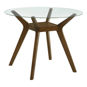 Pemberly Row 48&quot Round Wood and Glass Counter Height Dining Table in Brown