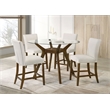 Pemberly Row 5-Piece Round Wood & Fabric Counter Dining Set in Brown/Beige