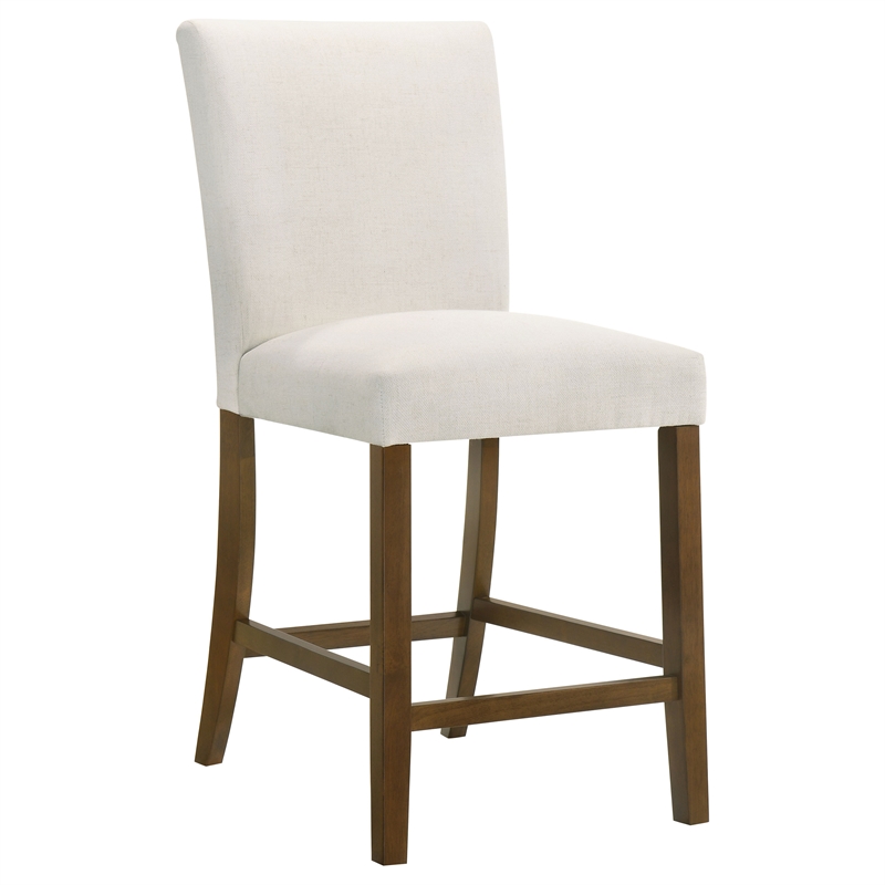 Pemberly Row 5-Piece Round Wood & Fabric Counter Dining Set in Brown/Beige