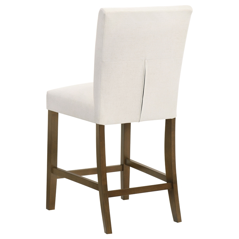 Pemberly Row 5-Piece Round Wood & Fabric Counter Dining Set in Brown/Beige