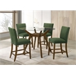 Pemberly Row 5-Piece Round Wood & Fabric Counter Dining Set in Brown/Green