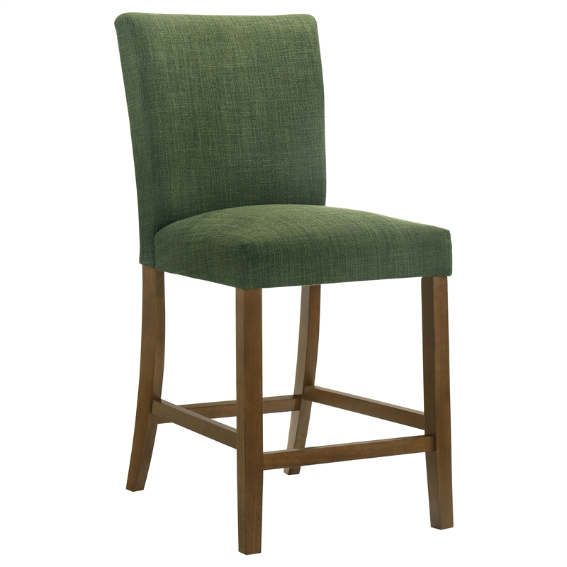 Pemberly Row 5-Piece Round Wood & Fabric Counter Dining Set in Brown/Green