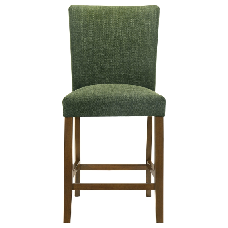 Pemberly Row 5-Piece Round Wood & Fabric Counter Dining Set in Brown/Green