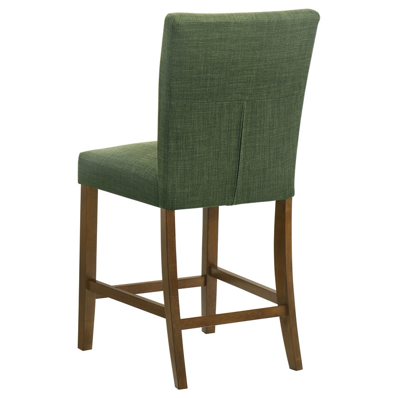 Pemberly Row 5-Piece Round Wood & Fabric Counter Dining Set in Brown/Green