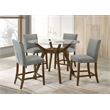 Pemberly Row 5-Piece Round Wood & Fabric Counter Dining Set in Brown/Gray