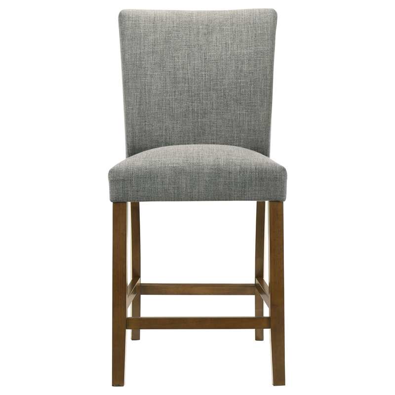 Pemberly Row 5-Piece Round Wood & Fabric Counter Dining Set in Brown/Gray