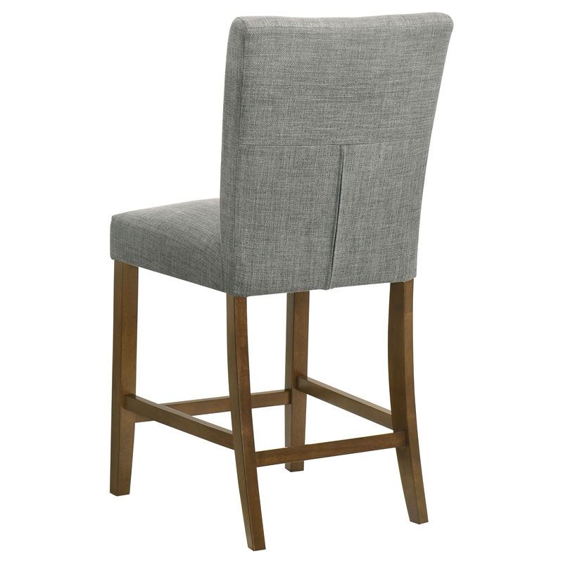 Pemberly Row 5-Piece Round Wood & Fabric Counter Dining Set in Brown/Gray
