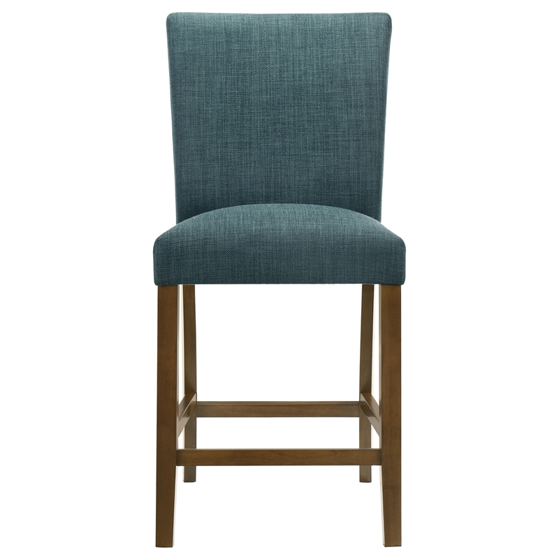 Pemberly Row 5-Piece Round Wood & Fabric Counter Dining Set in Brown/Teal