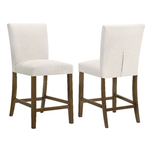 Pemberly Row 24.5&quot Upholstered Counter Height Chair Set of 2 in Beige