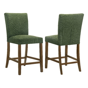 Pemberly Row 24.5&quot Upholstered Counter Height Chair Set of 2 in Green