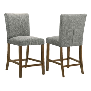 Pemberly Row 24.5&quot Upholstered Counter Height Chair Set of 2 in Gray