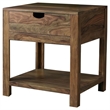Pemberly Row 1-Drawer Rustic Solid Wood Side End Table in Natural