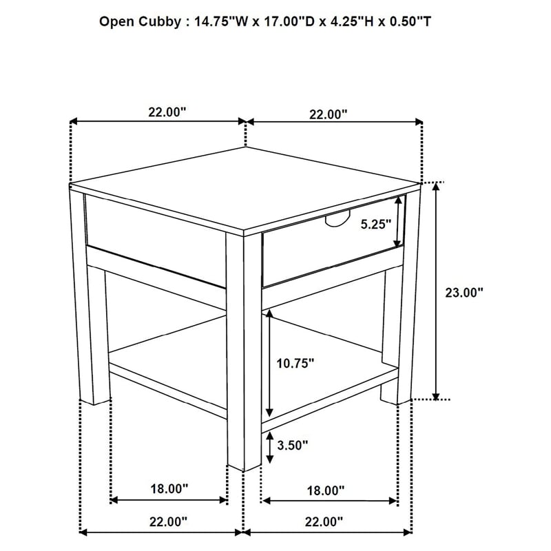 Pemberly Row 1-Drawer Rustic Solid Wood Side End Table in Natural