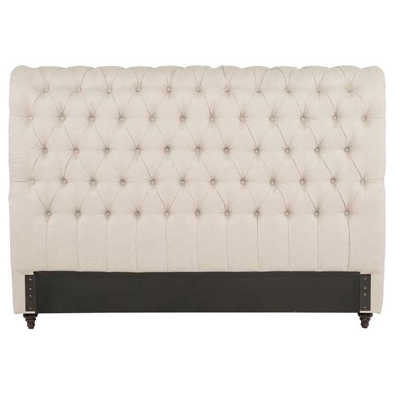 Pemberly Row 57-inch Tufted Upholstered California King Headboard in Beige