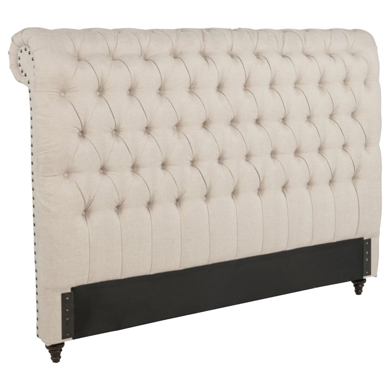 Pemberly Row 57-inch Tufted Upholstered Queen Headboard in Beige