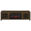 Pemberly Row 71-inch Engineered Wood TV Stand Fireplace in Dark Pine