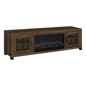 Pemberly Row 71-inch Engineered Wood TV Stand Fireplace in Dark Pine
