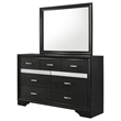 Pemberly Row 7-Drawer Dresser with Mirror and Crystal Pulls in Black