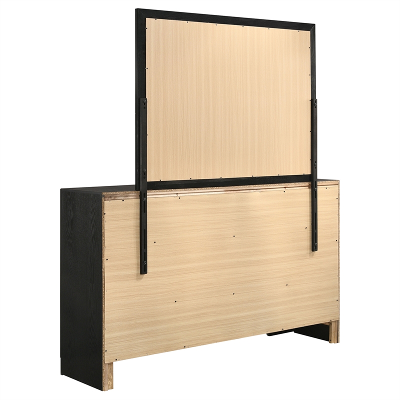 Pemberly Row 7-Drawer Dresser with Mirror and Crystal Pulls in Black