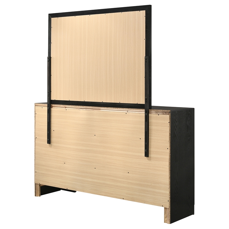 Pemberly Row 7-Drawer Dresser with Mirror and Crystal Pulls in Black