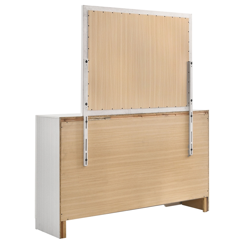 Pemberly Row 7-Drawer Dresser with Mirror and Crystal Pulls in White
