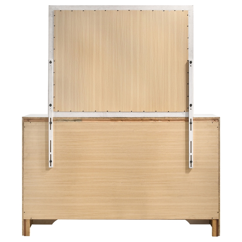 Pemberly Row 7-Drawer Dresser with Mirror and Crystal Pulls in White