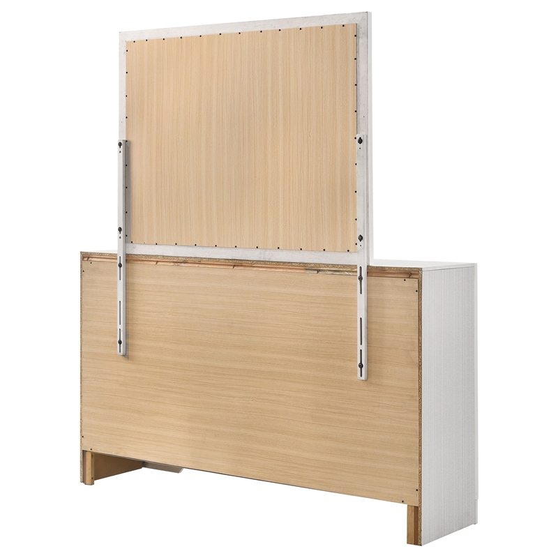 Pemberly Row 7-Drawer Dresser with Mirror and Crystal Pulls in White