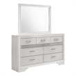 Pemberly Row 7-Drawer Dresser with Mirror and Crystal Pulls in White
