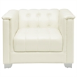 Pemberly Row Tufted Upholstered Track Arm Accent Chair in Pearl White