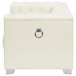 Pemberly Row Tufted Upholstered Track Arm Accent Chair in Pearl White