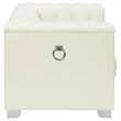 Pemberly Row Tufted Upholstered Track Arm Accent Chair in Pearl White