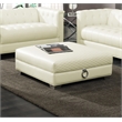 Pemberly Row Square Quilted Upholstered Ottoman in Pearl White