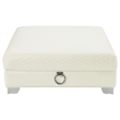 Pemberly Row Square Quilted Upholstered Ottoman in Pearl White