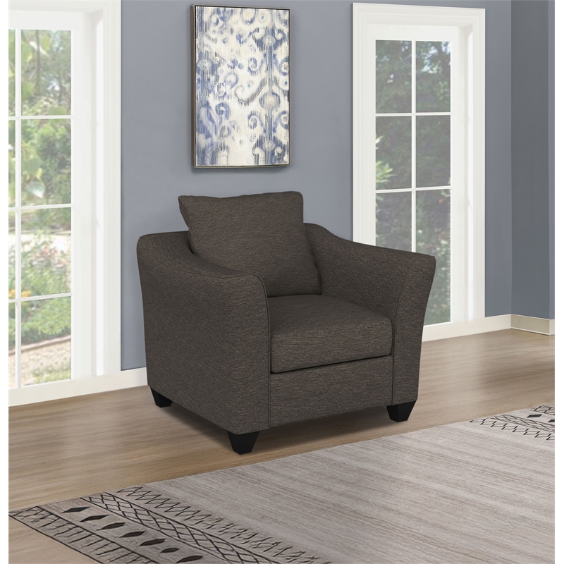 Pemberly Row Upholstered Flared Arm Accent Chair in Charcoal Grey
