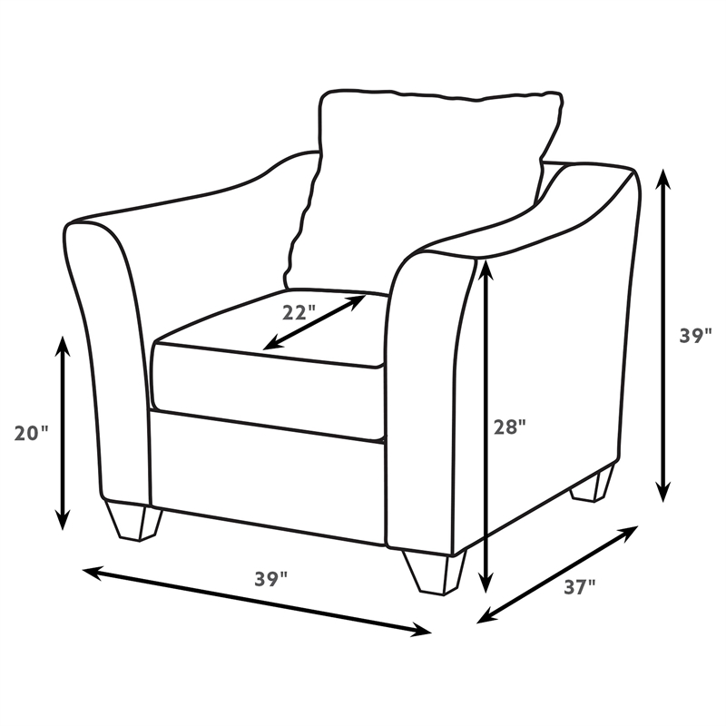 Pemberly Row Upholstered Flared Arm Accent Chair in Charcoal Grey