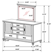 Pemberly Row 5-drawer Dresser with Mirror in Distressed White
