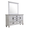 Pemberly Row 5-drawer Dresser with Mirror in Distressed White