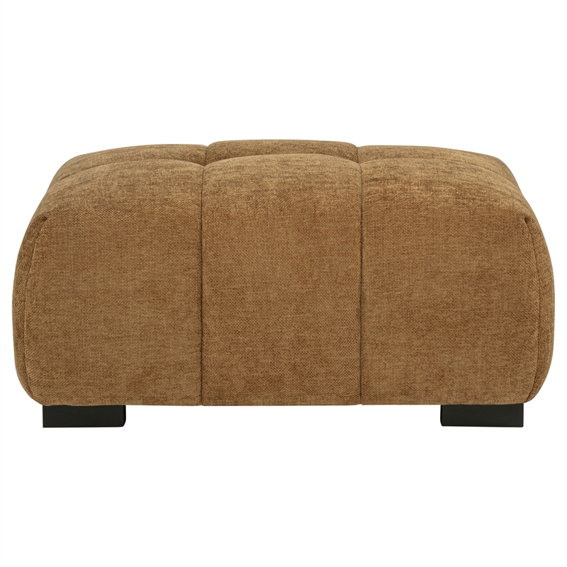 Pemberly Row Tufted Upholstered Fabric Rectangular Ottoman in Amber Brown