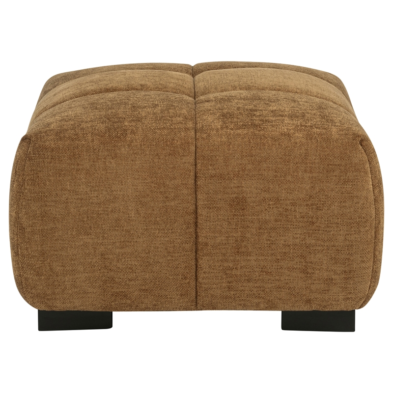 Pemberly Row Tufted Upholstered Fabric Rectangular Ottoman in Amber Brown
